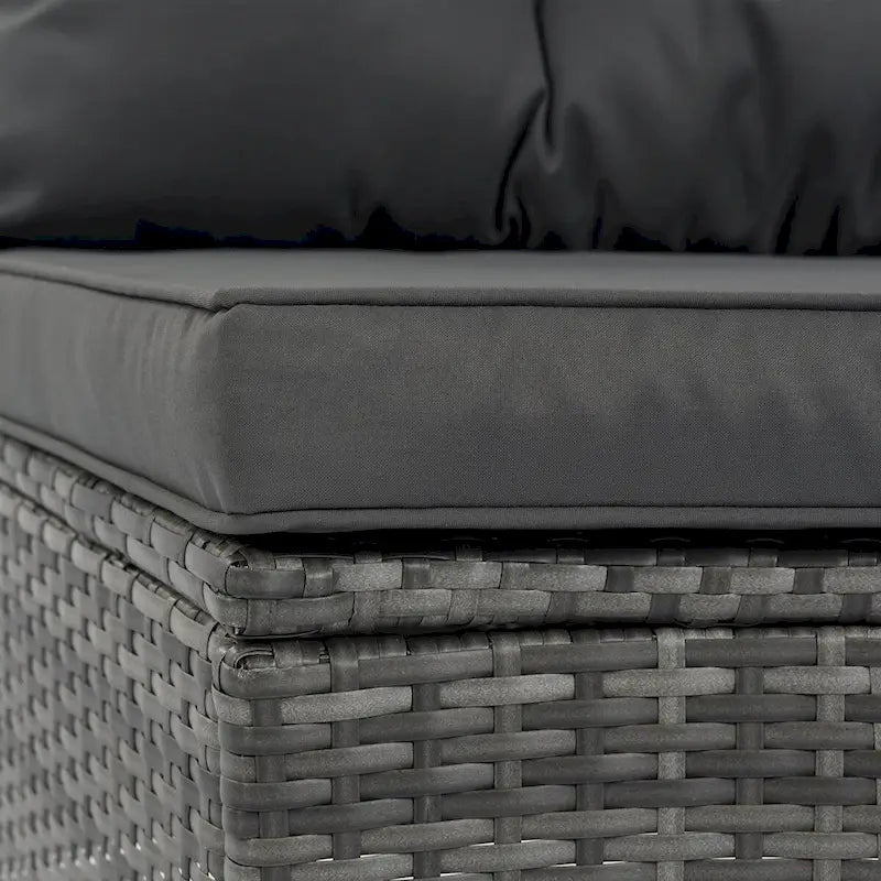 8 Pieces Outdoor Wicker Curved Patio Sectional with Rectangular Coffee Table and Movable Cushions