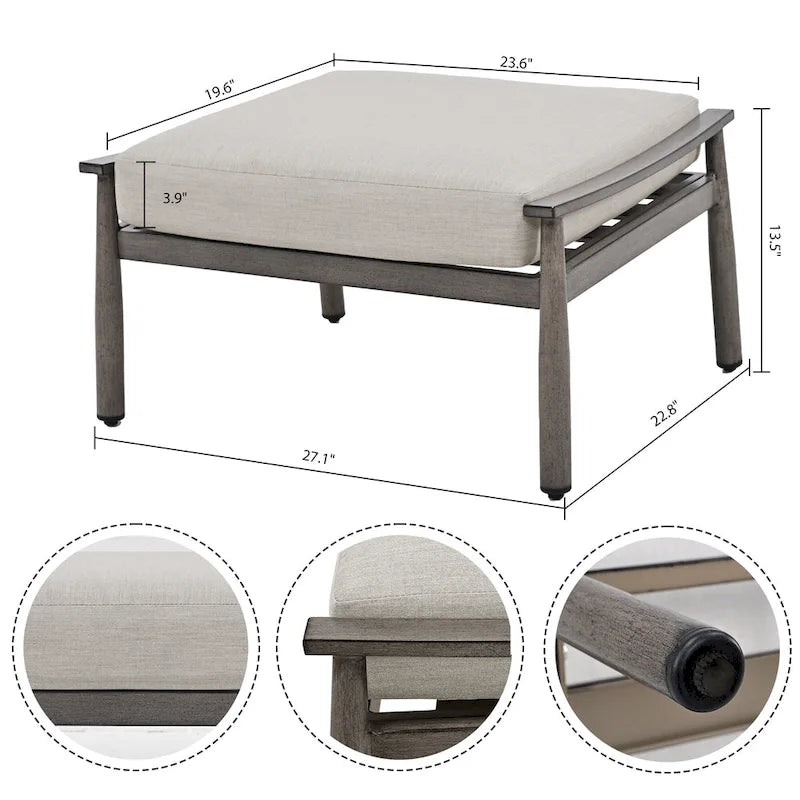 7-Piece Aluminum Patio Conversation Set, Loveseat with Ottomans, 2 Swivel Armchairs and Coffee Table