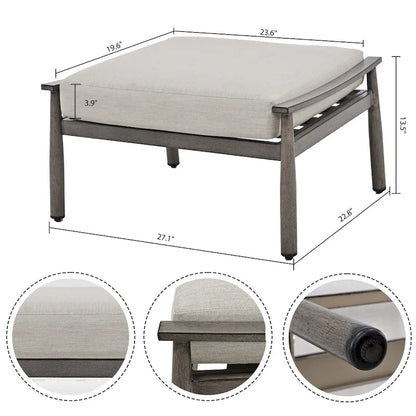 7-Piece Aluminum Patio Conversation Set, Loveseat with Ottomans, 2 Swivel Armchairs and Coffee Table