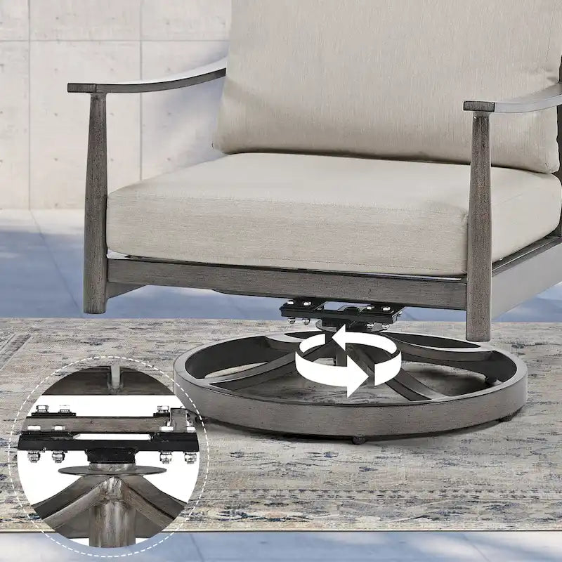 7-Piece Aluminum Patio Conversation Set, Loveseat with Ottomans, 2 Swivel Armchairs and Coffee Table