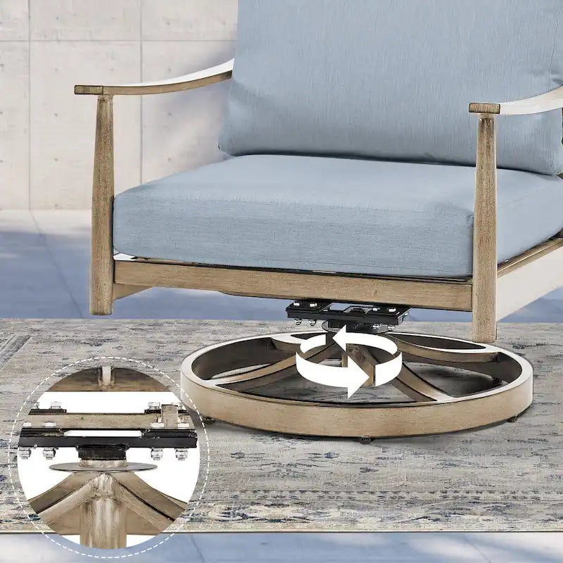 7-Piece Aluminum Patio Conversation Set, Loveseat with Ottomans, 2 Swivel Armchairs and Coffee Table