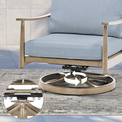 7-Piece Aluminum Patio Conversation Set, Loveseat with Ottomans, 2 Swivel Armchairs and Coffee Table