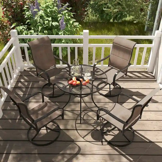 5 Pieces Outdoor Dining Set with Round Dining Table