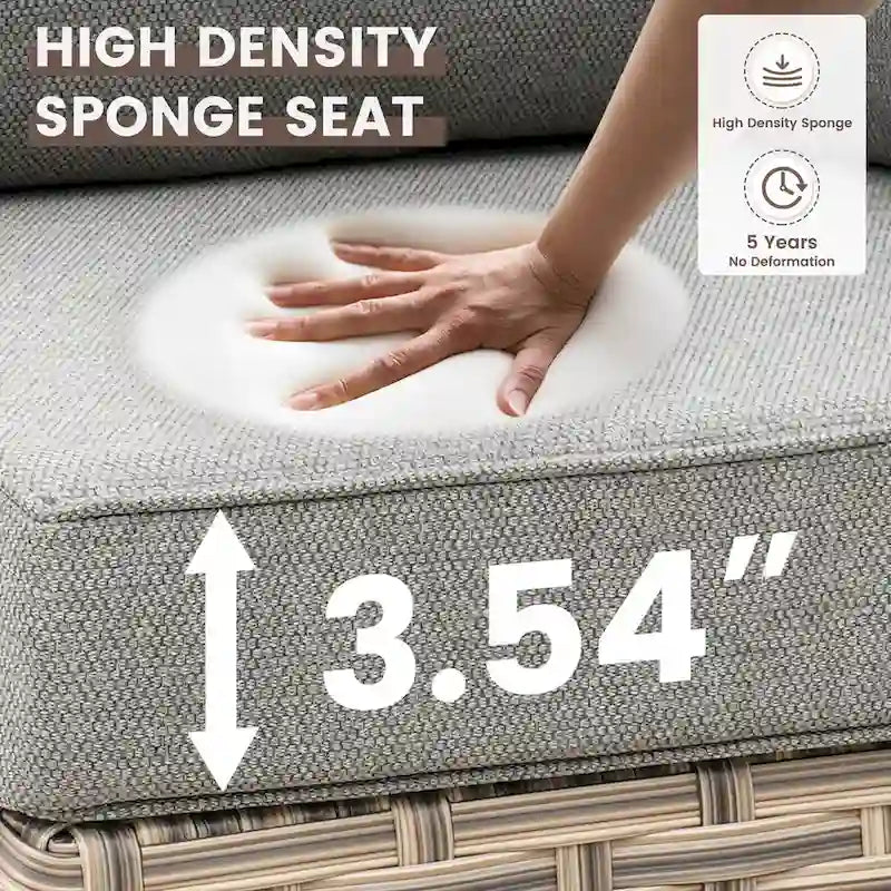 OVIOS 7 Pieces Outdoor Wicker Furniture Set With Solar-Powered Coffee Table&Fire Pit