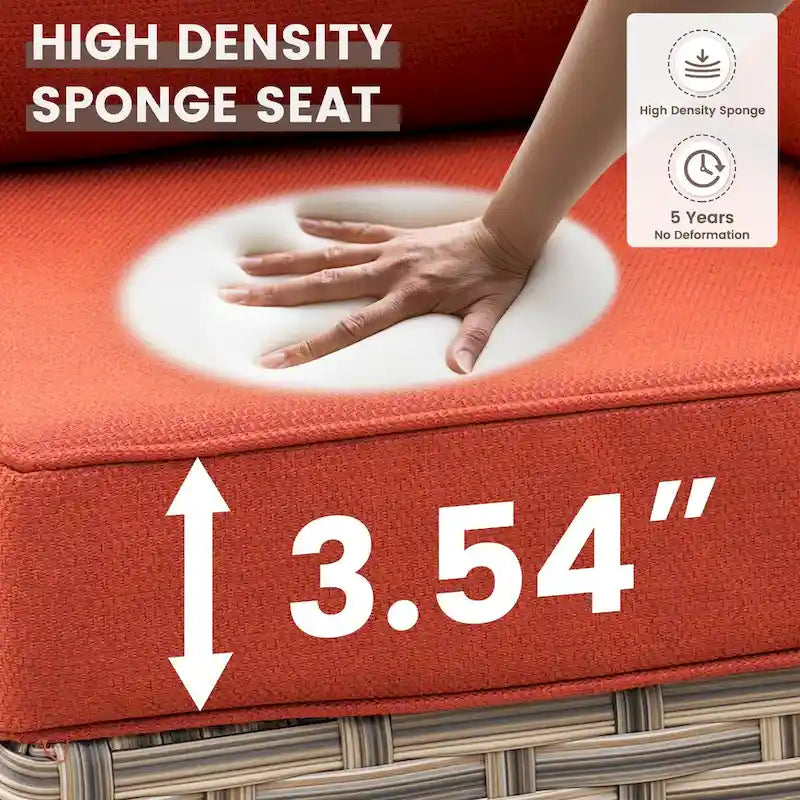 OVIOS 7 Pieces Outdoor Wicker Furniture Set With Solar-Powered Coffee Table&Fire Pit