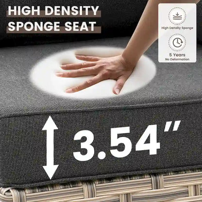 OVIOS 7 Pieces Outdoor Wicker Furniture Set With Solar-Powered Coffee Table&Fire Pit