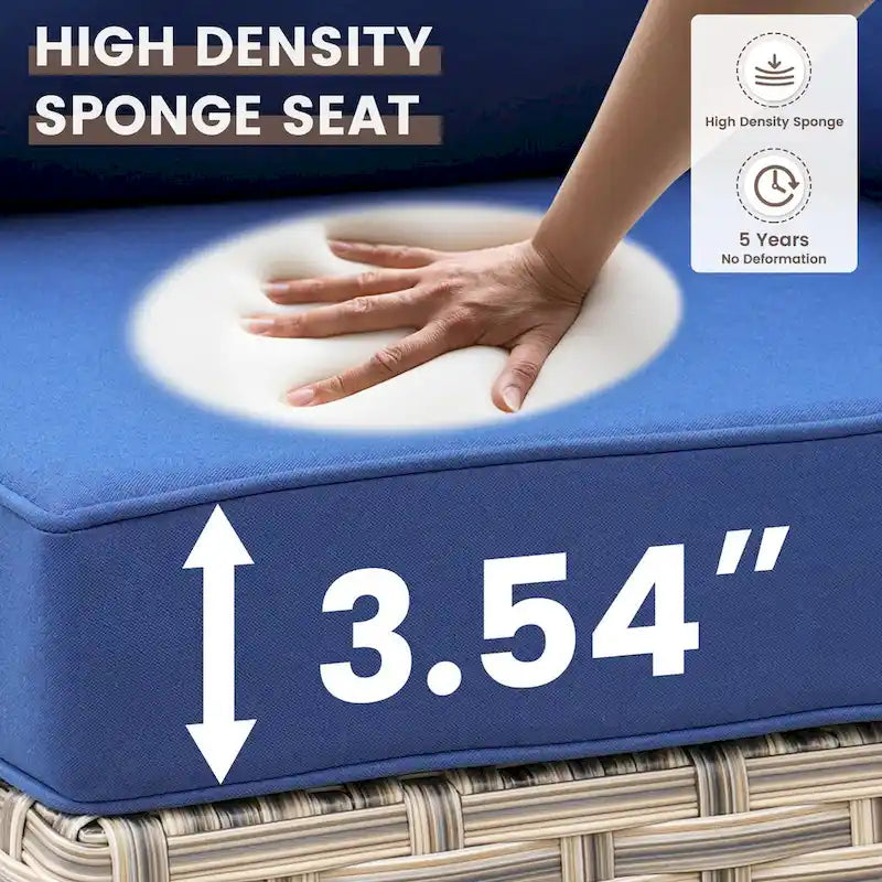 OVIOS 7 Pieces Outdoor Wicker Furniture Set With Solar-Powered Coffee Table&Fire Pit