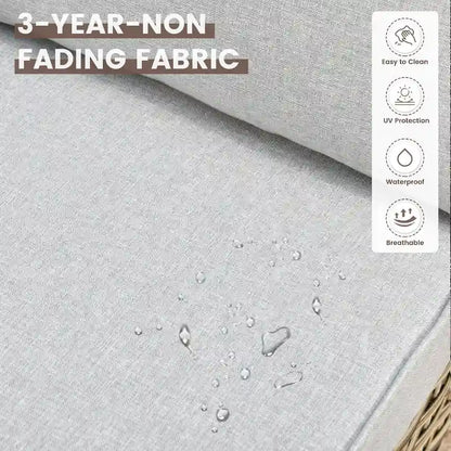 OVIOS 7 Pieces Outdoor Wicker Furniture Set With Solar-Powered Coffee Table&Fire Pit