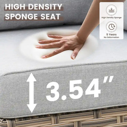 OVIOS 7 Pieces Outdoor Wicker Furniture Set With Solar-Powered Coffee Table&Fire Pit