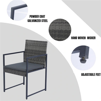 9 Pieces Patio Rattan Dining Sets with Glass Table Top