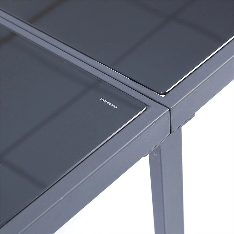 9 Pieces Patio Rattan Dining Sets with Glass Table Top