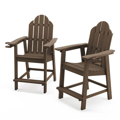 LUE BONA Plastic Tall Adirondack Chairs Patio Bar Stool,Bar Height Arm Dining Chairs for Deck, Balcony