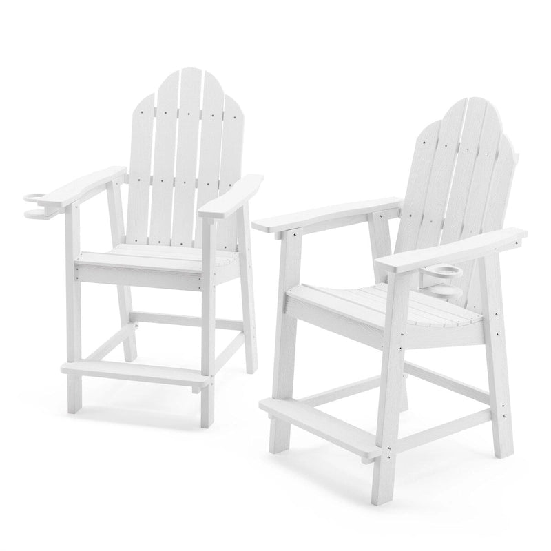 LUE BONA Plastic Tall Adirondack Chairs Patio Bar Stool,Bar Height Arm Dining Chairs for Deck, Balcony