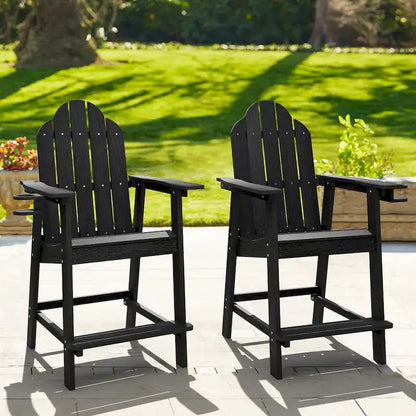 LUE BONA Plastic Tall Adirondack Chairs Patio Bar Stool,Bar Height Arm Dining Chairs for Deck, Balcony