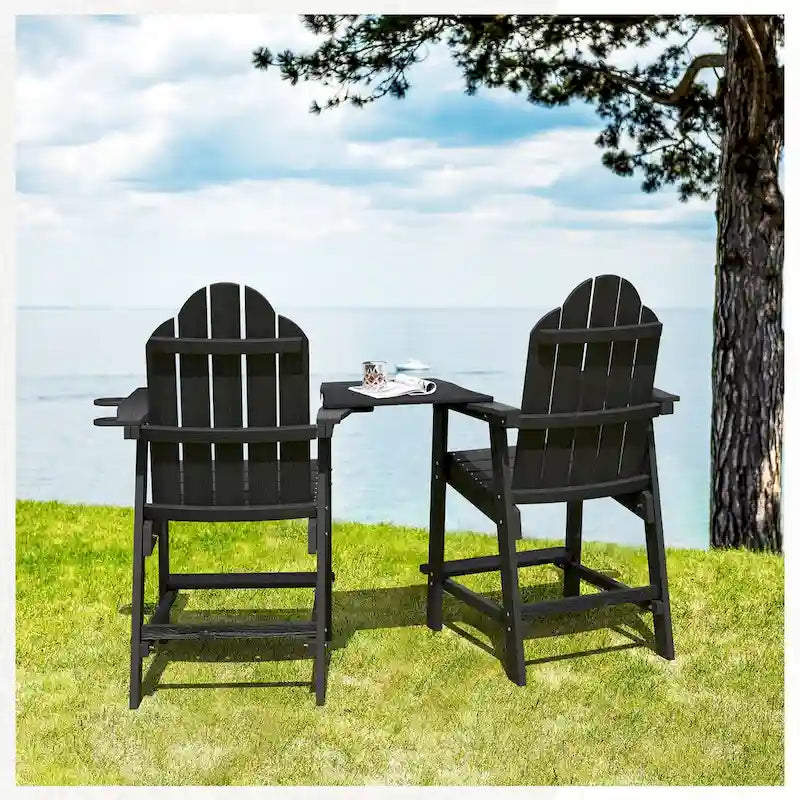 LUE BONA Plastic Tall Adirondack Chairs Patio Bar Stool,Bar Height Arm Dining Chairs for Deck, Balcony