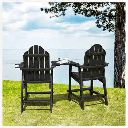 LUE BONA Plastic Tall Adirondack Chairs Patio Bar Stool,Bar Height Arm Dining Chairs for Deck, Balcony