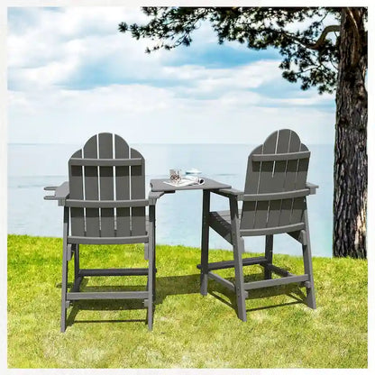 LUE BONA Plastic Tall Adirondack Chairs Patio Bar Stool,Bar Height Arm Dining Chairs for Deck, Balcony