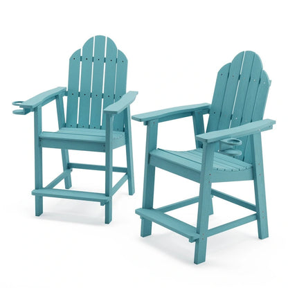 LUE BONA Plastic Tall Adirondack Chairs Patio Bar Stool,Bar Height Arm Dining Chairs for Deck, Balcony
