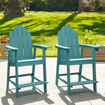 LUE BONA Plastic Tall Adirondack Chairs Patio Bar Stool,Bar Height Arm Dining Chairs for Deck, Balcony