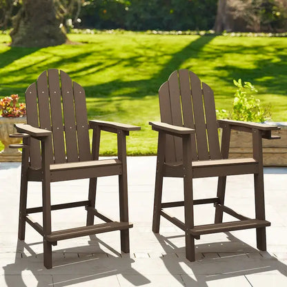 LUE BONA Plastic Tall Adirondack Chairs Patio Bar Stool,Bar Height Arm Dining Chairs for Deck, Balcony