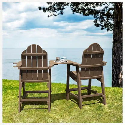 LUE BONA Plastic Tall Adirondack Chairs Patio Bar Stool,Bar Height Arm Dining Chairs for Deck, Balcony