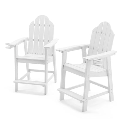 LUE BONA Plastic Tall Adirondack Chairs Patio Bar Stool,Bar Height Arm Dining Chairs for Deck, Balcony