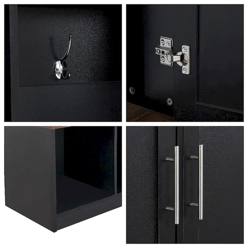 Multi-Functional Hall Tree w/4 Hidden Hanging Hooks,Wood Grain Bench