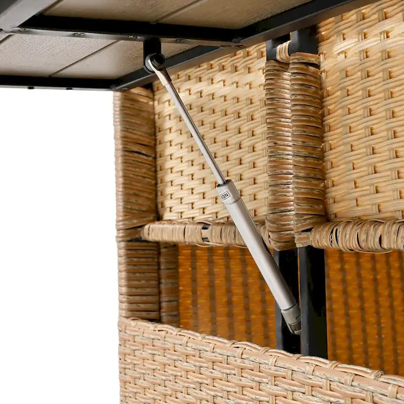 Brown PE Wicker Rattan L-Shaped Sectional Sofa Set