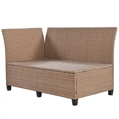 Brown PE Wicker Rattan L-Shaped Sectional Sofa Set