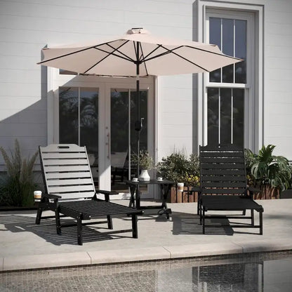 3pc Commercial Indoor/Outdoor Adirondack Set with 2 Loungers, Side Table