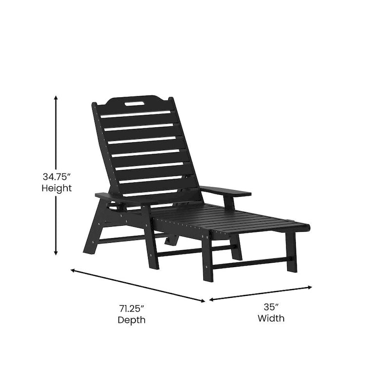 3pc Commercial Indoor/Outdoor Adirondack Set with 2 Loungers, Side Table