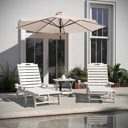 3pc Commercial Indoor/Outdoor Adirondack Set with 2 Loungers, Side Table