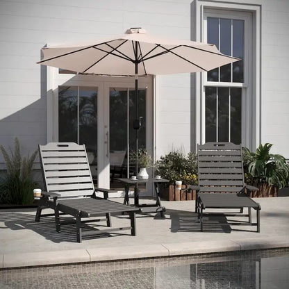 3pc Commercial Indoor/Outdoor Adirondack Set with 2 Loungers, Side Table