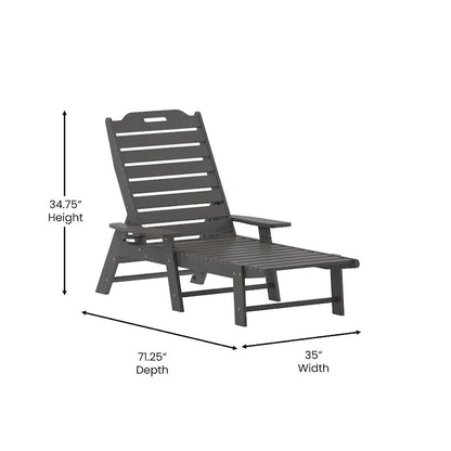 3pc Commercial Indoor/Outdoor Adirondack Set with 2 Loungers, Side Table