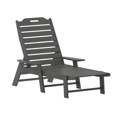 3pc Commercial Indoor/Outdoor Adirondack Set with 2 Loungers, Side Table