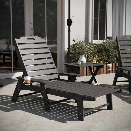 3pc Commercial Indoor/Outdoor Adirondack Set with 2 Loungers, Side Table