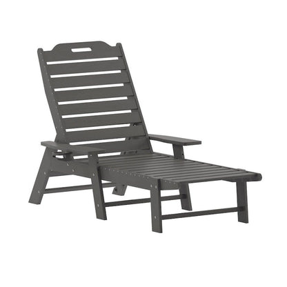 3pc Commercial Indoor/Outdoor Adirondack Set with 2 Loungers, Side Table