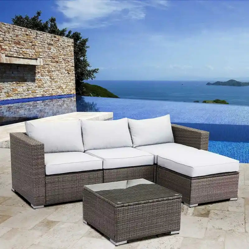 Royalcraft 2 Pieces PE Rattan Wicker Patio Corner Sofas