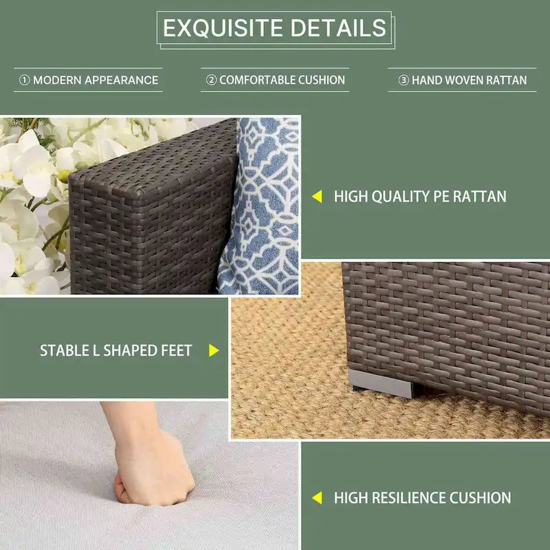 Royalcraft 2 Pieces PE Rattan Wicker Patio Corner Sofas