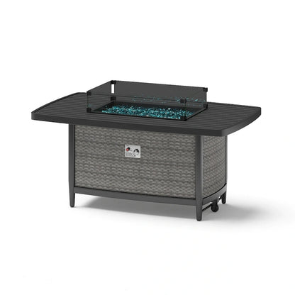 Vistano 7 Piece Sunbrella Outdoor Patio Motion Fire Seating Set - Gray