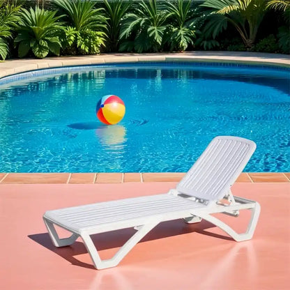 Adjustable Outdoor ABS Chaise Lounge with Wheels