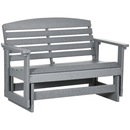 2-Person Outdoor Glider Bench Rocking Chair w/ Slatted HDPE Frame