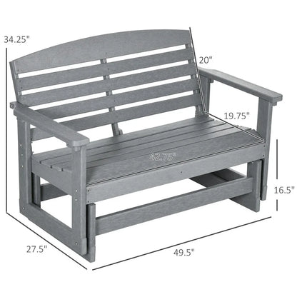 2-Person Outdoor Glider Bench Rocking Chair w/ Slatted HDPE Frame