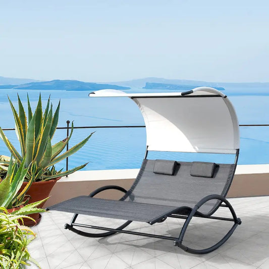 VredHom Outdoor Double Chaise Lounge Rocking Bed - 67.3  L x 54.5  W x 65.7  H