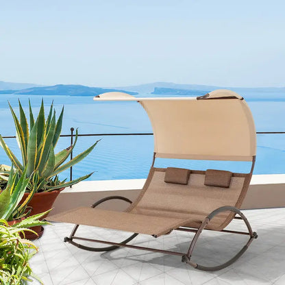 VredHom Outdoor Double Chaise Lounge Rocking Bed - 67.3  L x 54.5  W x 65.7  H