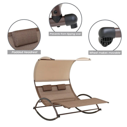 VredHom Outdoor Double Chaise Lounge Rocking Bed - 67.3  L x 54.5  W x 65.7  H