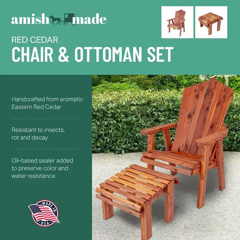 American Furniture Classics Model? MM104 111 CEDAR Stationary Chair with Stationary Ottoman