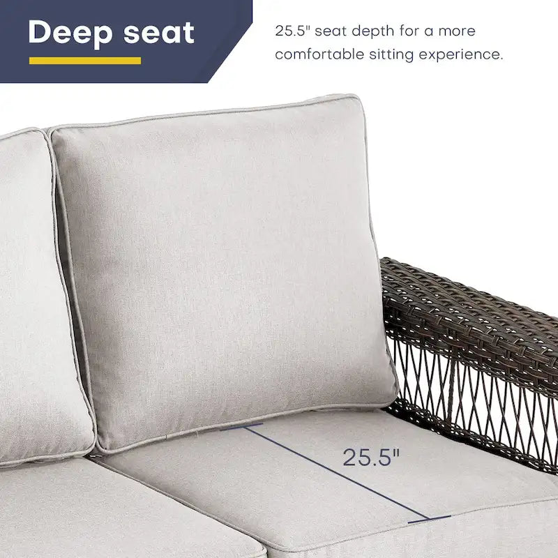 Gymojoy 3PCS Outdoor Swivel Gliders Chair Table with Ottoman - Brown