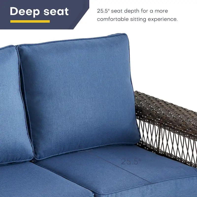 Gymojoy 3PCS Outdoor Swivel Gliders Chair Table with Ottoman - Brown