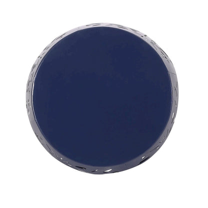 Steel Patio End Table, Round Side Table with Hollow Drum Design,Accent Table for Outdoor and Indoor Use